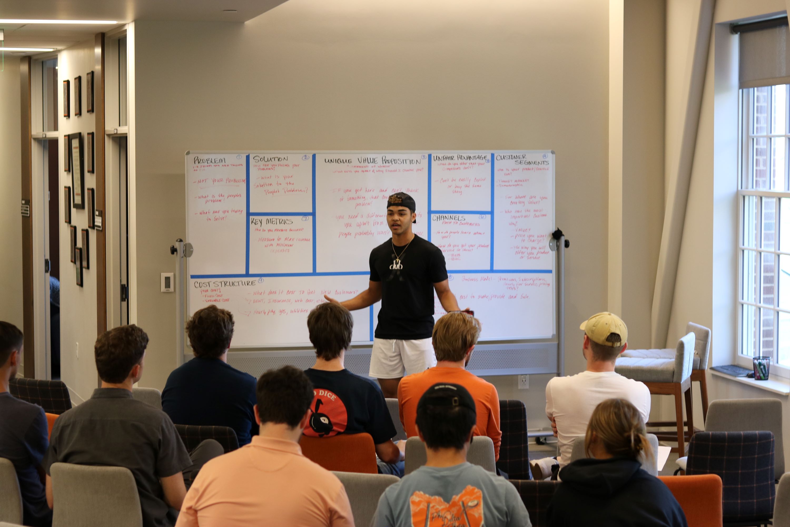 student presenting business concept