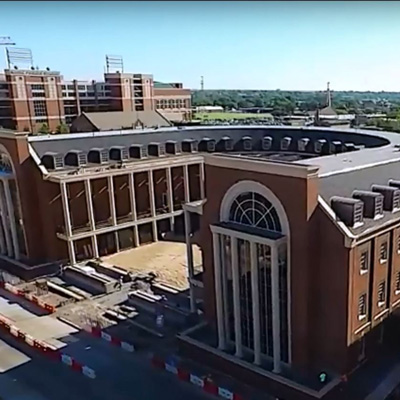 Drone shot of new business building