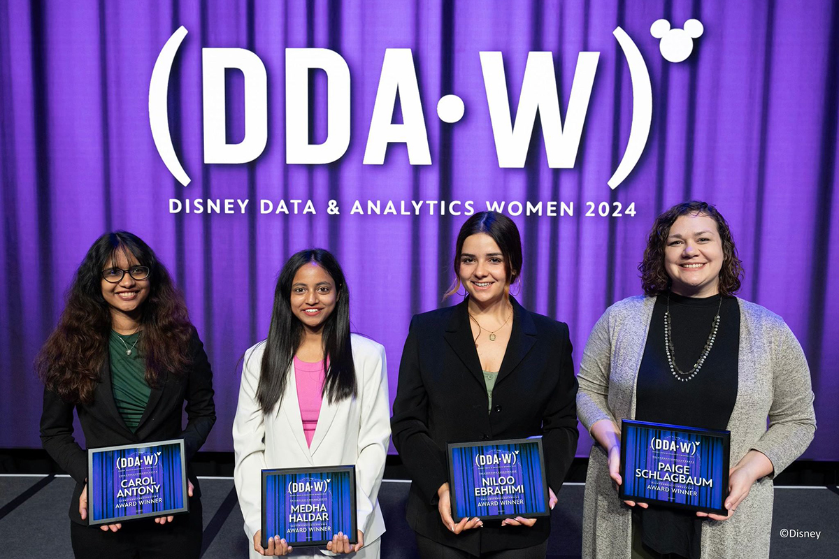 Carol Antony and Medha Haldar were presented with the Disney Data and Analytics Women 2024 award.