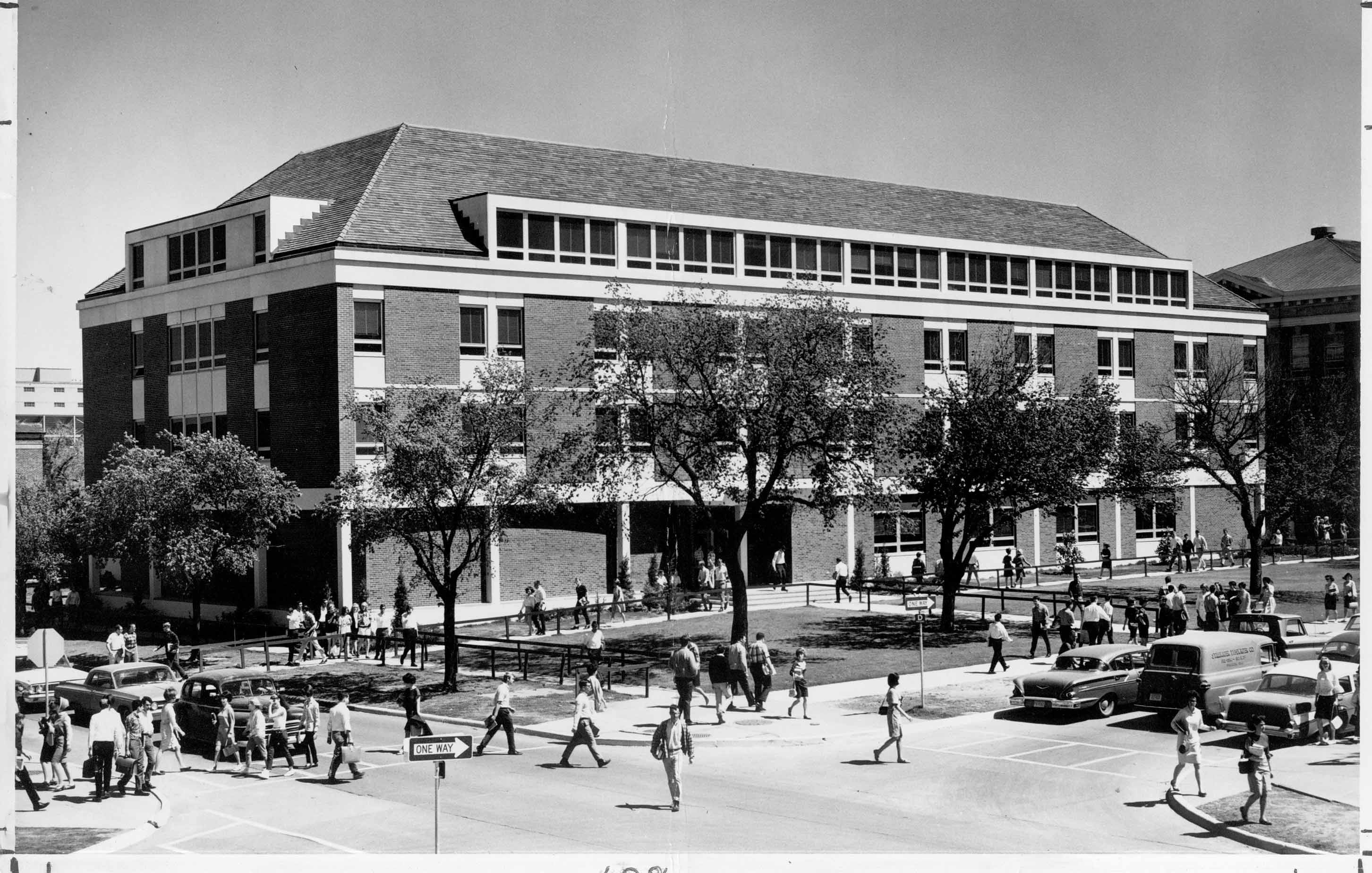 Old photo of the original Business Building