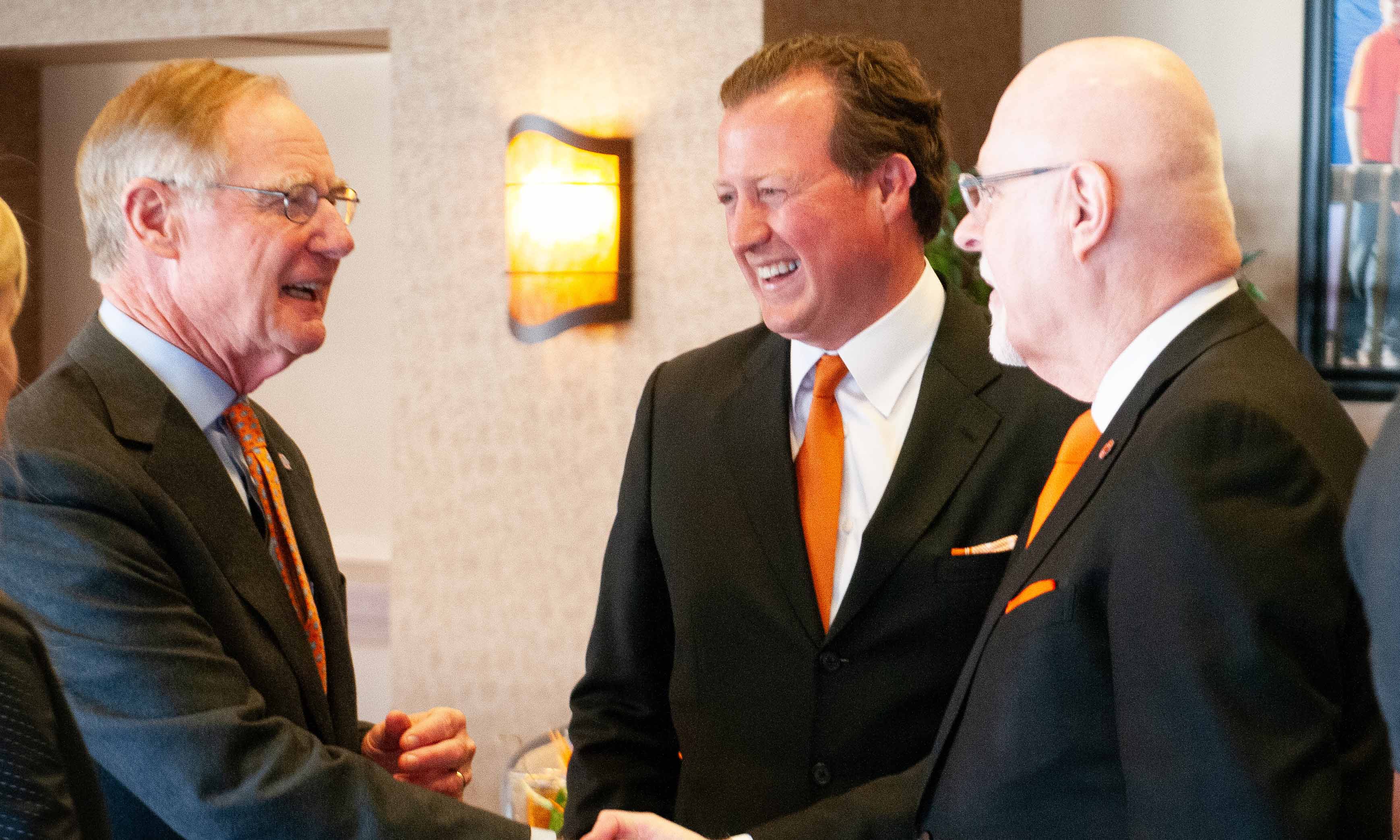 Joe Eastin at the Eastin Center announcement in 2014 with Burns Hargis