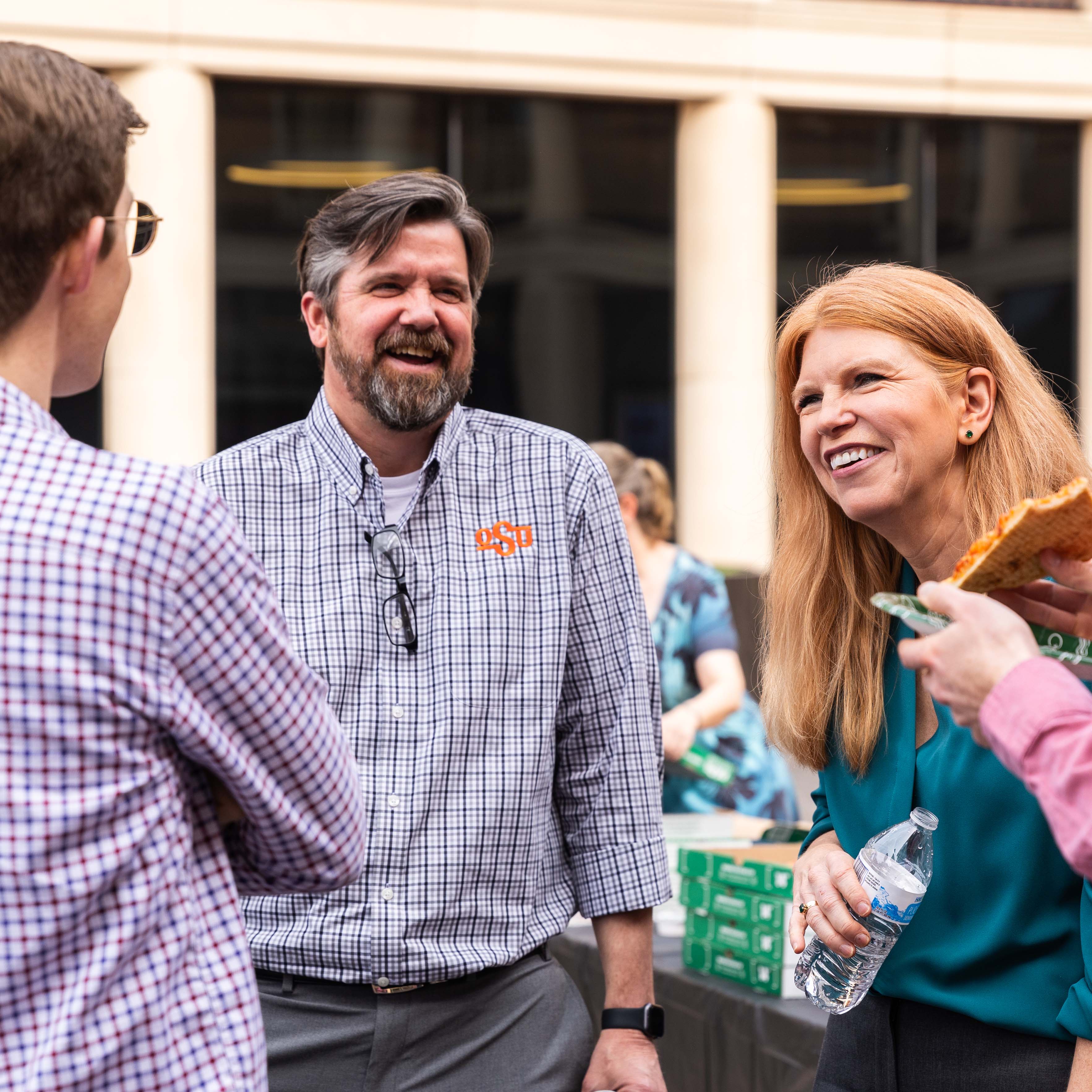 Students and professors chatting
