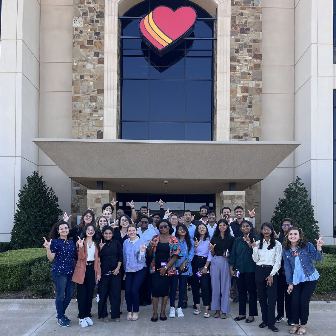 Spears graduate students gather outside Love's.