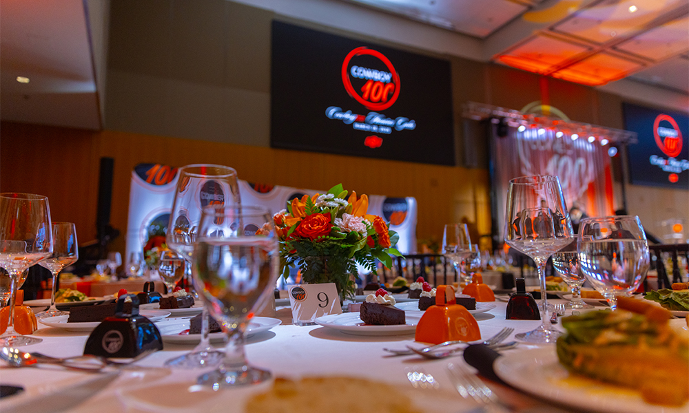 A close-up shot of a table setup prior to the start of the Cowboy100